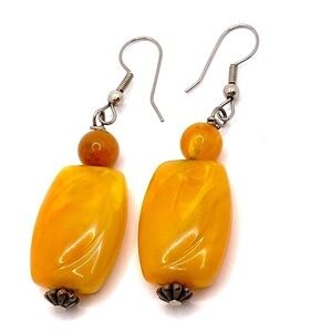 Earrings Vintage Artisan Butterscotch Swirl Lucite